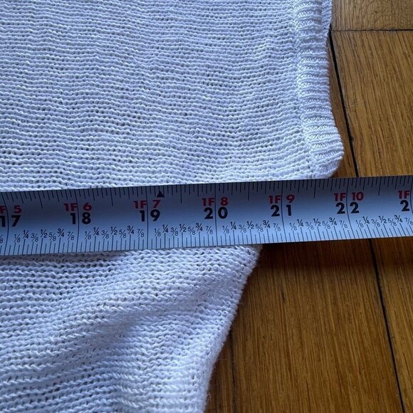 Eileen Fisher Size M White Cotton Blend Sheer Open Knit Short Sleeve Sweater Top - Picture 8 of 13